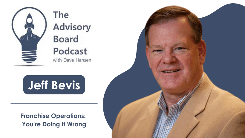 Jeff Bevis headshot with The Advisory Board Podcast logo