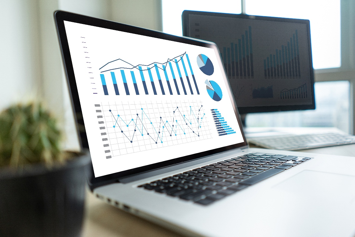 Work20Chart-1 Laptop with business analytics on the screen